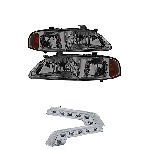Nissan Sentra Crystal Headlights With Smoke Lens+ Free Gift Universal LBENZ White LED Lights