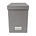 Bigso John Fiberboard Label Frame Desktop File Storage Box - Document Organizer for Important Paperwork - Durable Hanging File Box with a Lid & Metal Label Window - 7.4 in x 13 in x 10.4 in - Grey