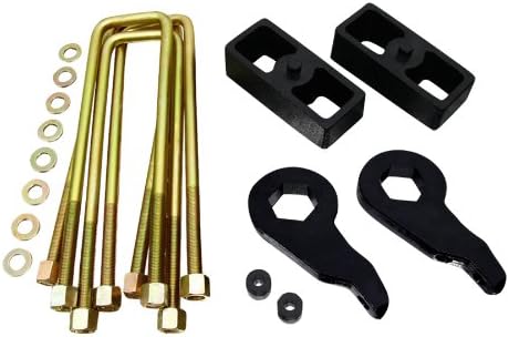 Heavy Metal Suspensions - 1988-1999 GMC K1500 and Chevy K1500 (4WD) Adjustable 1" to 3" Front Torsion Keys + 3" Rear Lift Blocks + Extended U-Bolts High Strength Carbon Steel Lift Kit