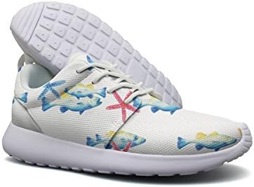 Watercolor Bass Fish Fashion Print Athletic Shoes Breathable Mesh Shoes