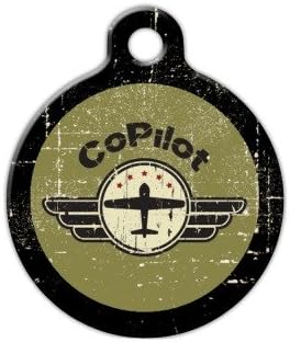 Dog Tag ArtCo-Pilot Custom Pet ID Tag for Dogs and Cats, Silent Polymer Coated Stainless Steel Nametag with Customized Identification Information - Large 1.25" Diameter