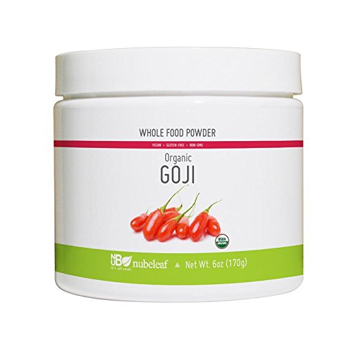 Nubeleaf Goji Berry Powder - Non-GMO, Gluten-Free, Organic, Vegan Source of Essential Vitamins & Minerals - Single-Ingredient Nutrient Rich Superfood for Cooking, Baking, Smoothies (6oz)