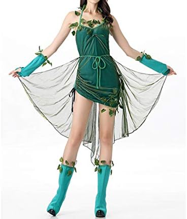 Adult Women Green Tree Flower Mesh Dress Novelty Plant Role Play Costume Tree Fairy Cosplay,Multi,One Size