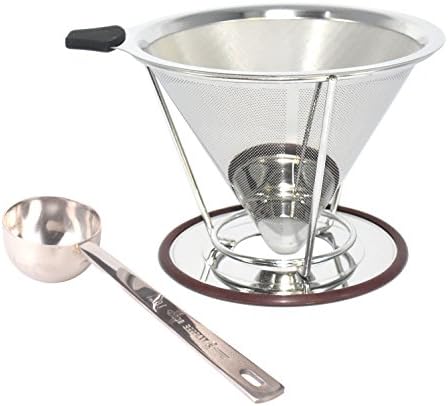 Nicelucky Pour Over Coffee Dripper, Stainless Steel Coffee Maker with Mesh Bottom - Drip Coffee Cone & Brewer - Non-Electric Reusable Paperless Coffee Filter - Makes 4 Cups of Coffee