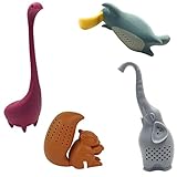 Loose Leaf Tea Infuser Set Of 4 By Hometiz: Sweet And Funny Shapes Of Animals, Silicone Herbal Tea Strainer For Different Kinds Of Mugs And Leaves, Easy To Use And To Clean, Non-Toxic