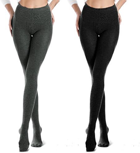 NIOFEI 2 Pack Women's Winter Leggings Warm Opaque Elastic Fleece Lined Top Tights