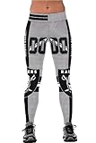 COCOLEGGINGS Womens Raiders Printed Gym Running Leggings Black/White L