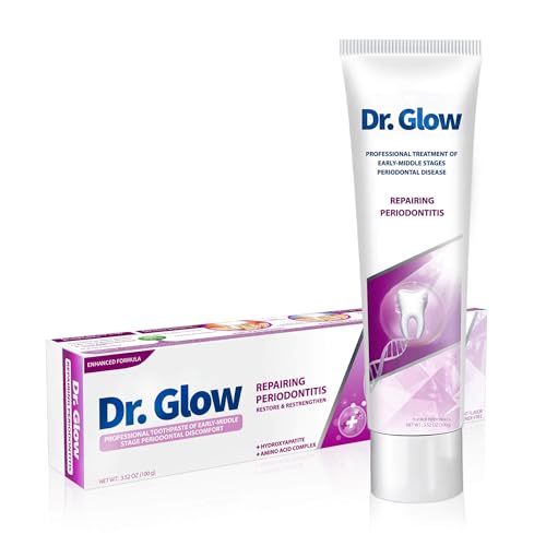 Dr. Glow Toothpaste Repair for Retracted and Sensitive Gums, Gingivitis and Periodontitis, Bleeding Gum Care, Protection, Fluoride Free 100g