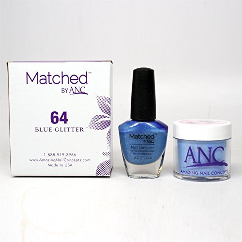ANC Amazing Nail Concepts Matched kit # 64 Blue Glitter