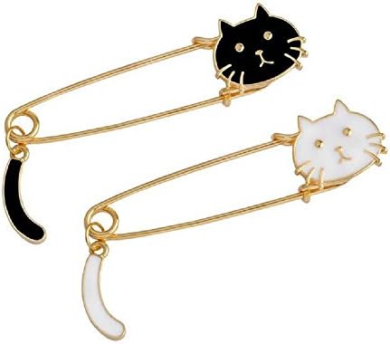 2PCS/LOT New Cute Black and White Cats Oil Drop Exquisite Brooch