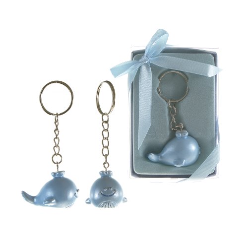 Lunaura Party Keepsake - Set of 12 Baby Blue Whale Key Chain Favors