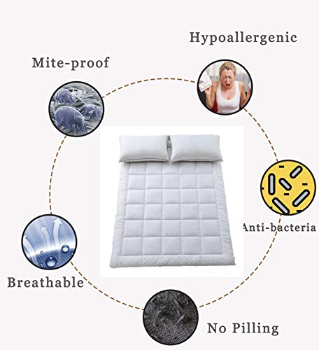 Ubauba Waterproof Mattress Pad, All Season White Down Alternative Mattress Cover Cotton Mattress Protector Deep Pocket Breathable Mattress Topper, Queen
