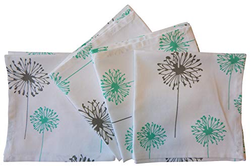 Crabtree Collection Gray Dandelion Cotton Cloth Napkins Turquoise/Gray Dandelion (Set of 4)