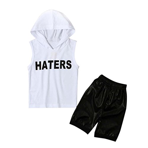Fabal 2pcs Toddler Kids Baby Boys Tops Hoodie T-shirt+ Shorts Pants Outfit Clothes Set (3/4T, White)