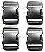 BEAULEGAN Plastic Buckles 2 Inch (Pack of 4) - Quick Side Release for Luggage Straps, Pet Collar, Backpack Repair, Dual Adjustable Ends, Black