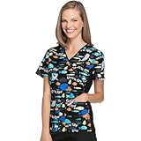 Tooniforms By Cherokee Women's Mock Wrap Finding Nemo Print Scrub Top