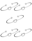 Christmas Gift Idea For Teens High Polish Bridesmaid Gifts Love Knot Bracelet Tie the Knot Cuff Open Bangle Adjustable Stretch Bracelet For Women Set of 5 Anniverasry Gifts For Her Bracelet For Women