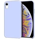 Anuck iPhone XR Case, Anti-slip Liquid Silicone Gel Rubber Bumper Case with Soft Microfiber Lining Cushion Slim Hard Shell Shockproof Protective Case Cover for Apple iPhone XR 6.1" 2018 - Light Purple