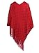 Choies Women's Acrylic Asymmetric Tassel Chunky Poncho Cape V Neck Knitted Jumper