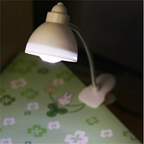 Leoie Adjustable Clip On Book Reading Light Eye Protection Mini LED Bedside Table Lamp White
