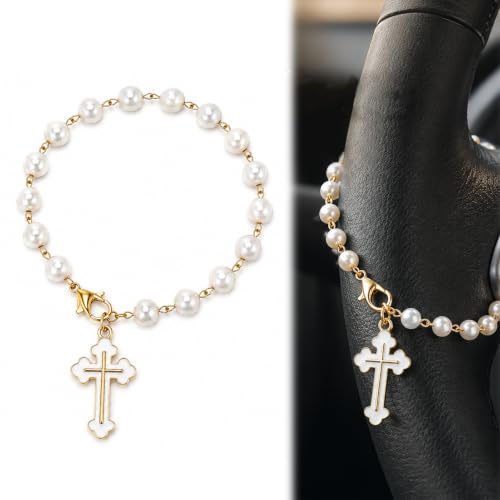 Enyyfit Steering Wheel Charm Car Rosary Cross Pendant Auto Interior at Amazon