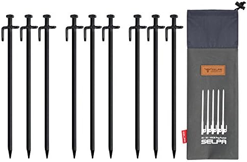 RELIAN 9-Pack 12-Inch Heavy-duty Steel Solid Tent Stakes Pegs for Outdoors Camping