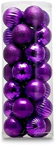 Ornaments - AUXO-FUN Small Size 28ct shatterproof Christmas Ball Ornaments in 4 Classic finishes for Christmas Tree Decoration (1.57“ Mini Size, Purple)