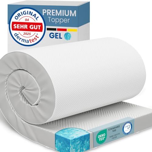 ELONEO Gel Topper 200x200cm, Matratzentopper aus 8 cm hohem Gel-Memory- Schaum, atmungsaktiver 3D-Netz Bezug, Bequeme Matratzenauflage für Bett und Bo