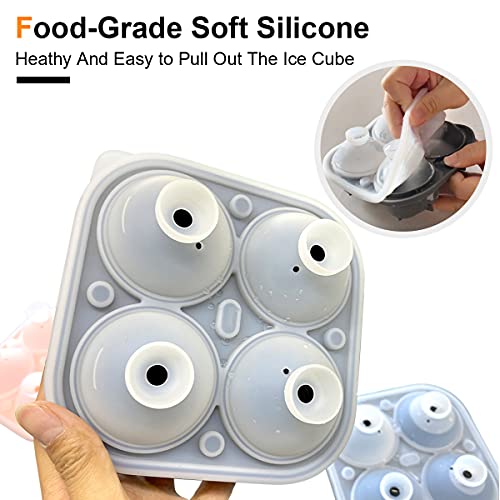 Rose Ice Cube Trays,HIGHMON Silicone Reusable 4X2.3inch Large Ice Balls Maker Mold with Lid And Build-In Funnel,Craft Flower Shape for Cocktails Freezer Whiskey Bourbon DIY Homemade Juice