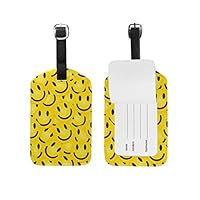 2PCS Leather Smile Emoticon Set Emoji Luggage Tags Travel Baggage Labels Bag Tag