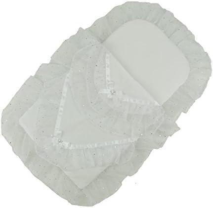 Baby Birds Dolls Pram Bedding Set for Silver Cross in White with White Sparkle Detail