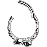 Pierced Owl 16GA 316L Stainless Steel Double Snakes Hinged Clicker Ring