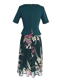 VFSHOW - Vestido de mujer elegante con estampado floral y peplum