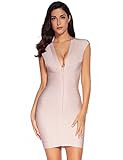 Meilun Women's Rayon Sexy V-neck Party Clubwear Bandage Dress (X-Small, Beige)