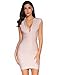 Meilun Women's Rayon Sexy V-neck Party Clubwear Bandage Dress (X-Small, Beige)
