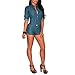 Lisli Women Long Sleeve Denim Jeans Jumpsuit Bodysuit Shorts Romper Playsuit (L)