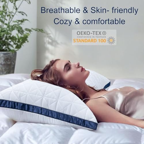 Slybear Pillow 80 x 80 cm, Set of 2, 2 x Orthopaedic Side Sleeper Pillow, Neck Pillow with Premium Microfibre Filling, Breathable Seat Cushion, Sofa Cushion, Sleeping Pillow, Soft and Supportive