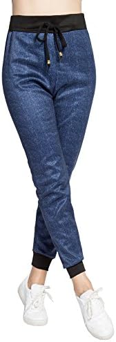 Women's Stretch Casual Jogger Sweat Pants Winter Velvet Active Elastic Waist Running Sports Trousers (One size, Blue06)
