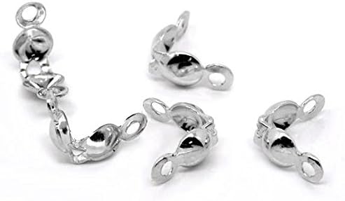150 PCs Calottes End Crimps Beads Silver Tone Tips 8mmx4mm (3/8``x1/8``) by_abscreations