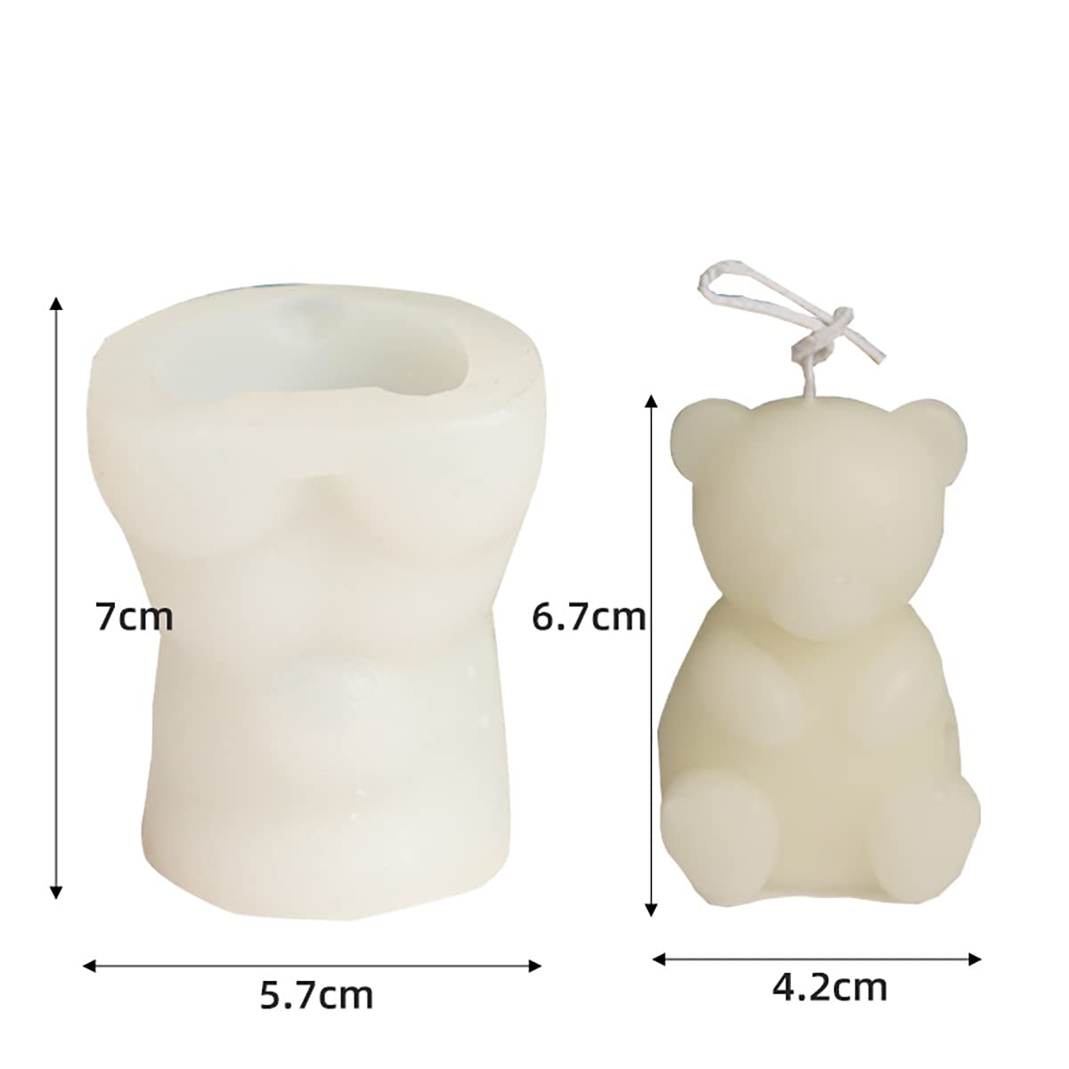 2 Pack Cute Bear Scented Candle Mold Bear Mold Silicone Mold for Candles Home Decoration Silicone Mold for Resin Bear Resin Mold Cartoon Mold