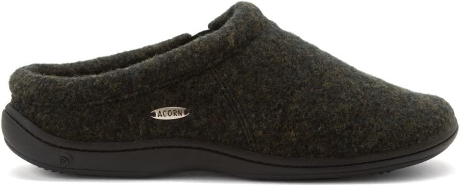 Acorn Fave Gore Mocassini Uomo In Tweed Nero - Taglia Large (10.5-11.5 Wide), Fodera In Pile, Suola Antiscivolo, Lavabili