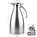 Thermal Carafe Stainless Steel Double Wall Vacuum Insulated 68 Oz Large Capacity Tea/Water Pitcher with Press Button Silver-JUNING