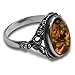 Sterling Silver Amber Oval Ring- Size 8
