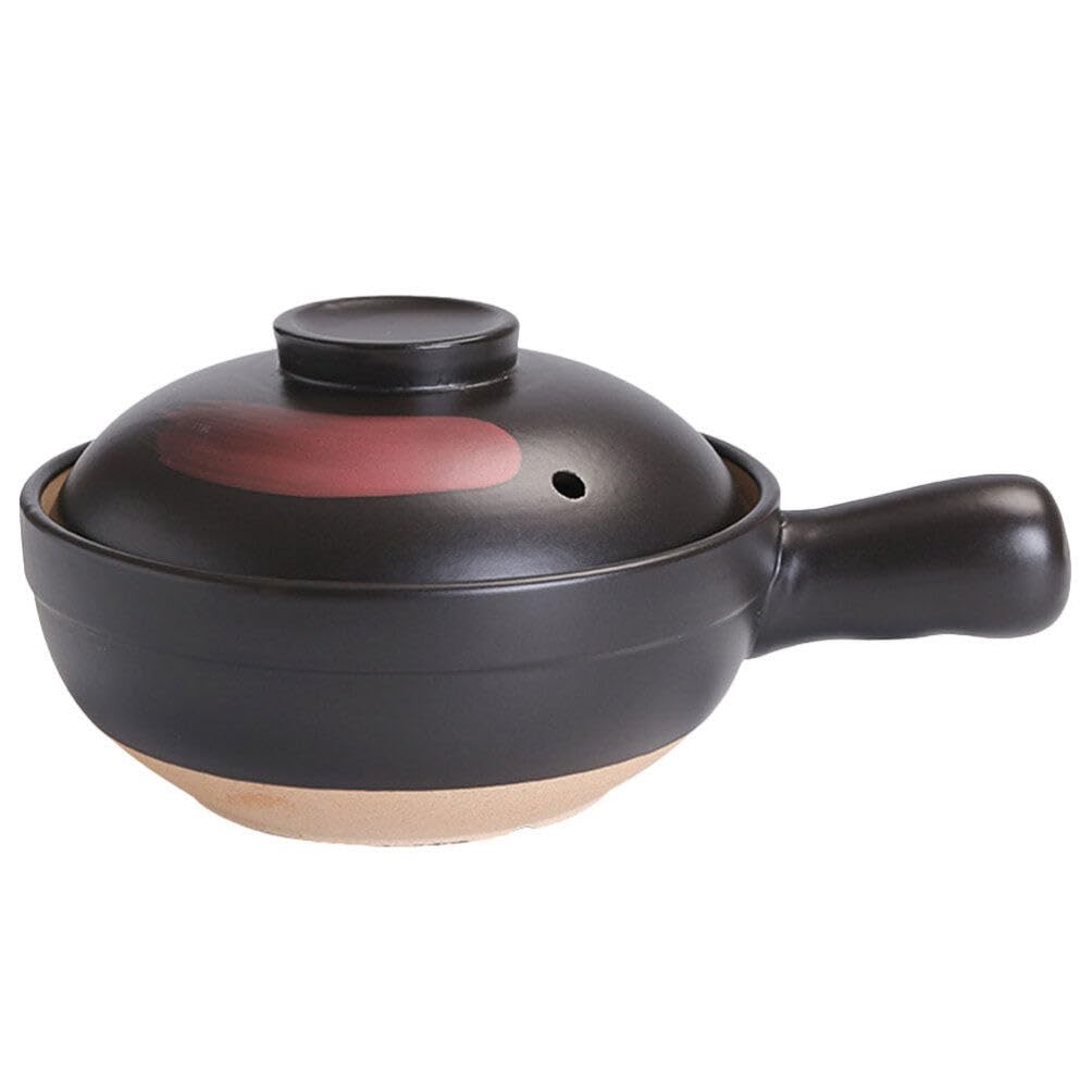 Holibanna Fire Clay Stock Pot Black Casserole Clay Pot Pottery Casserole Forcer Terracotta Lid