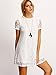 ROMWE Women's Short Sleeve Summer Lace Dress White S