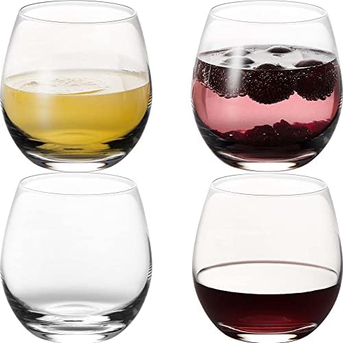 Vintorio GoodGlassware Stemless Wine Glasses (Set Of 4) 15 oz Crystal Clear Clarity, Classic