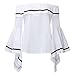 SIMSHION Women's Summer Off Shoulder Trumpet Sleeve Ruffled Collar Casual Blouse Tops Shirts