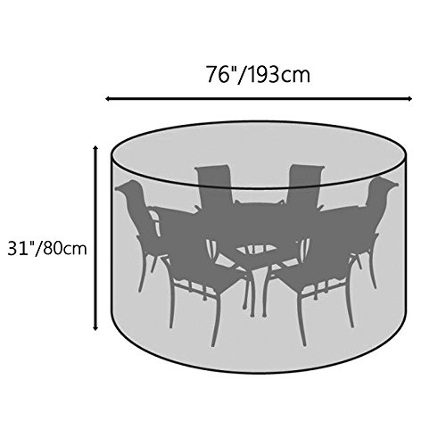 Patio Round Table and Chair Set Cover Outdoor Furniture Cover with Water Resistant and Durable Fabric, 76" Dia x31 H