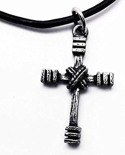 Rugged Cross Pendant on Black Rubber Cord