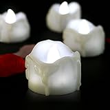 Youngerbaby 12PCS LED Tea Lights with Timer Cool White Flickering Timing Function Flameless Small Candles with Timer(6 hrs on 18 hrs Off),Battery Operated Electronic Candles